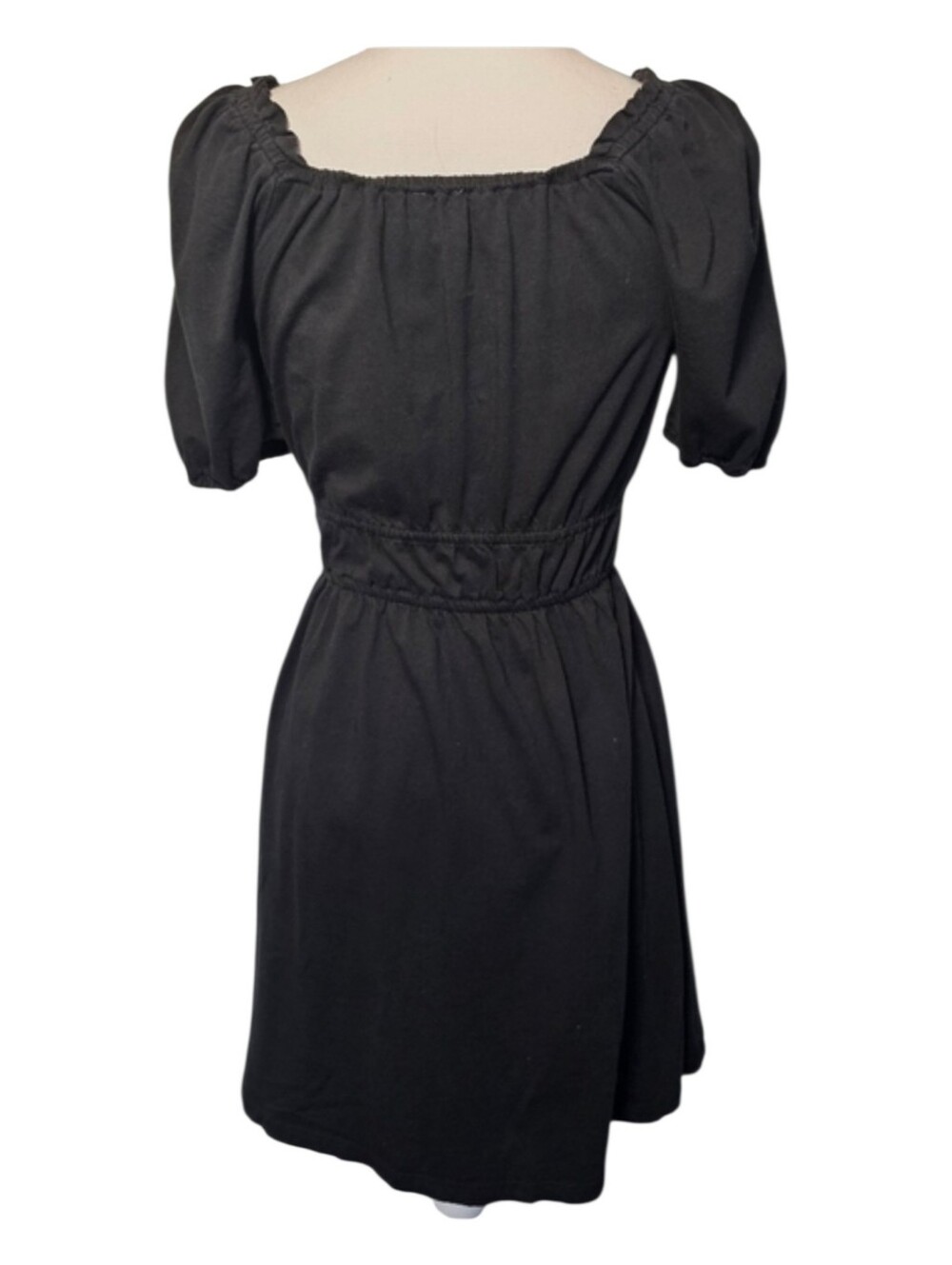 J. Crew Black Stretchy Balloon Sleeve Cinched Waist Knee Length Dress Size XS‎